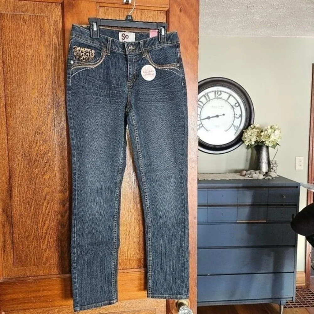 So Brand Girls Cheetah-Detail Jeans So Brand Size 14  NWT Adj Waist Denim